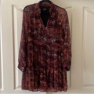 MSK Women's Long Sleeve Dress in Rich Earth Tones. Size L